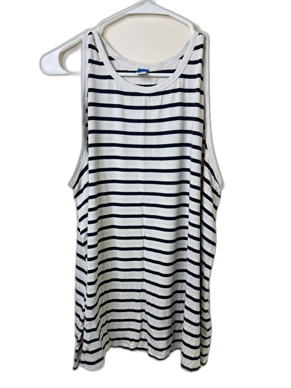 Old Navy white and deep navy:/black striped Women's Luxe Tank Top 2X